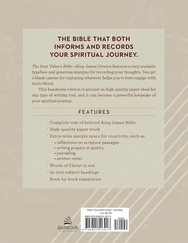 Couverture arrière_The Note Taker's Bible--King James Version