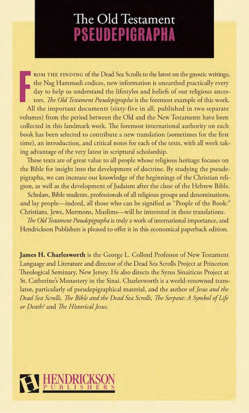 Back cover_The Old Testament Pseudepigrapha, Volume 1