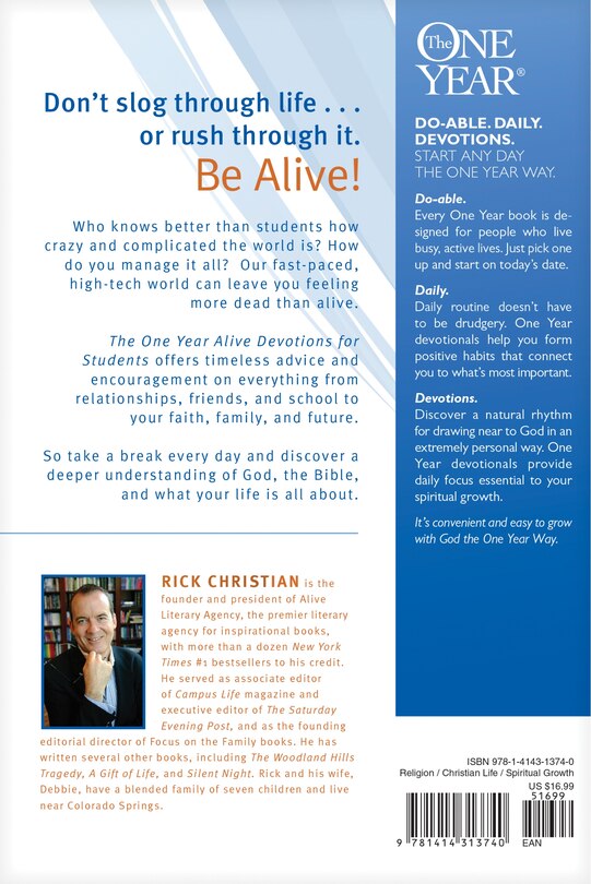 Couverture arri&egrave;re_The One Year Alive Devotions for Students