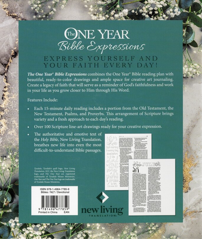 Couverture arrière_The One Year Bible Expressions NLT (Leatherlike, Tidewater Teal)