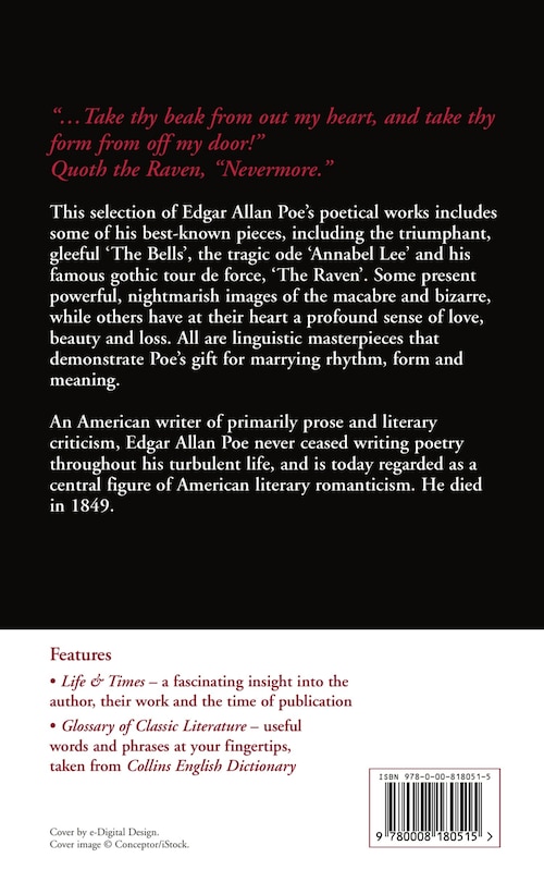 Couverture arri&egrave;re_The Raven and Other Selected Poems