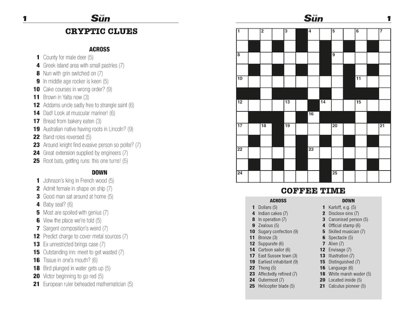 Sample content_The Sun Two-Speed Crossword Collection 12: 160 two-in-one cryptic and coffee time crosswords (The Sun Puzzle Books)