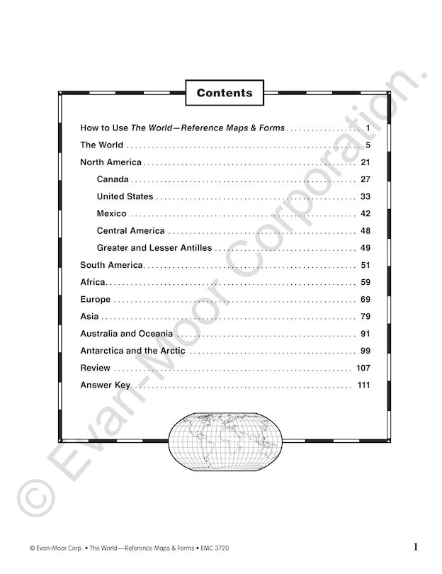 Aperçu du contenu_The World - Reference Maps & Forms, Grade 3 - 6 - Teacher Resource