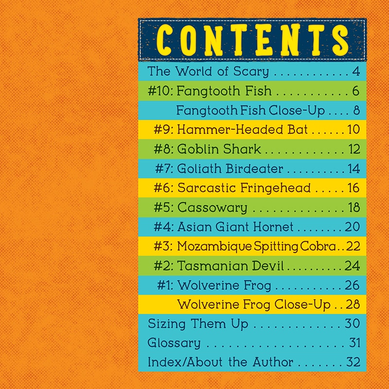 Table of contents_Top 10 Scariest Animals (Wild World)