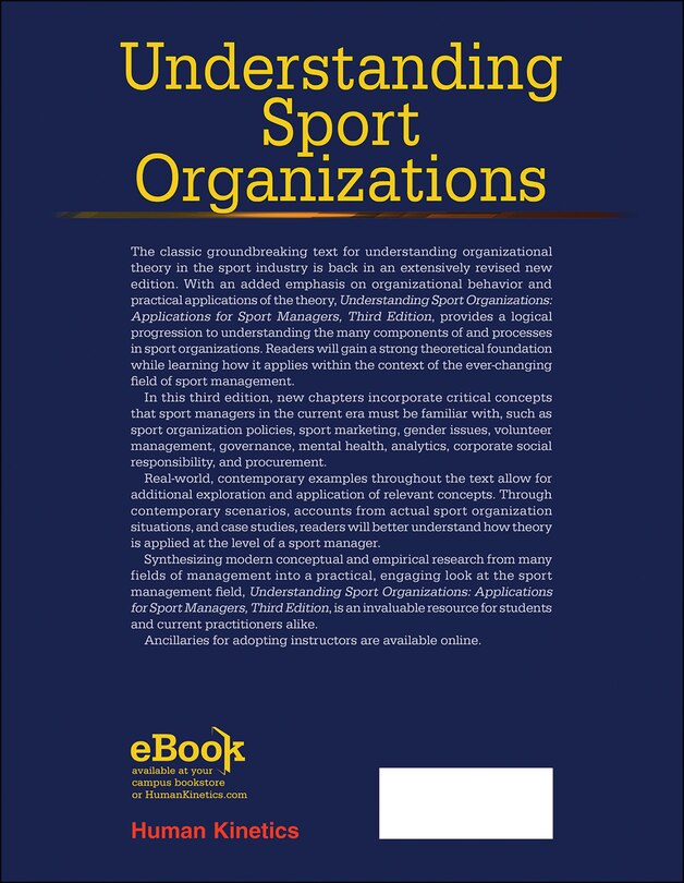 Back cover_Understanding Sport Organizations