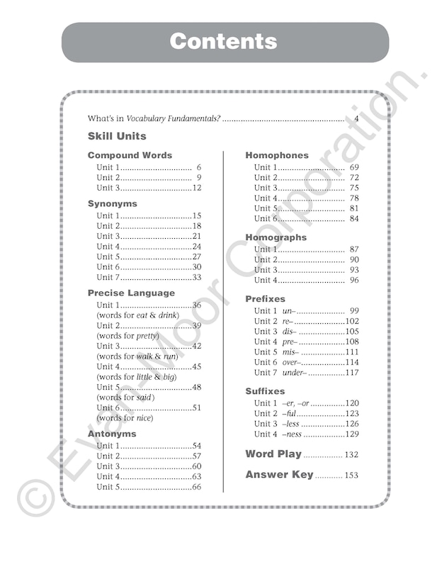 Sample content_Vocabulary Fundamentals, Grade 2 Teacher Resource