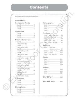 Sample content_Vocabulary Fundamentals, Grade 3 Teacher Resource
