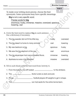 Sample content 2_Vocabulary Fundamentals, Grade 3 Teacher Resource