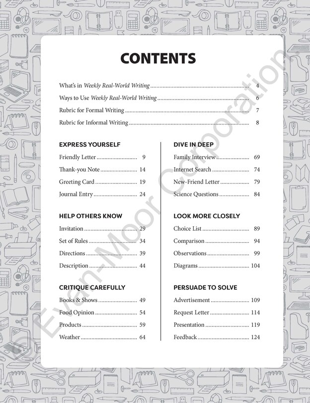 Sample content_Weekly Real-World Writing, Grade 1 - 2 Teacher Resource