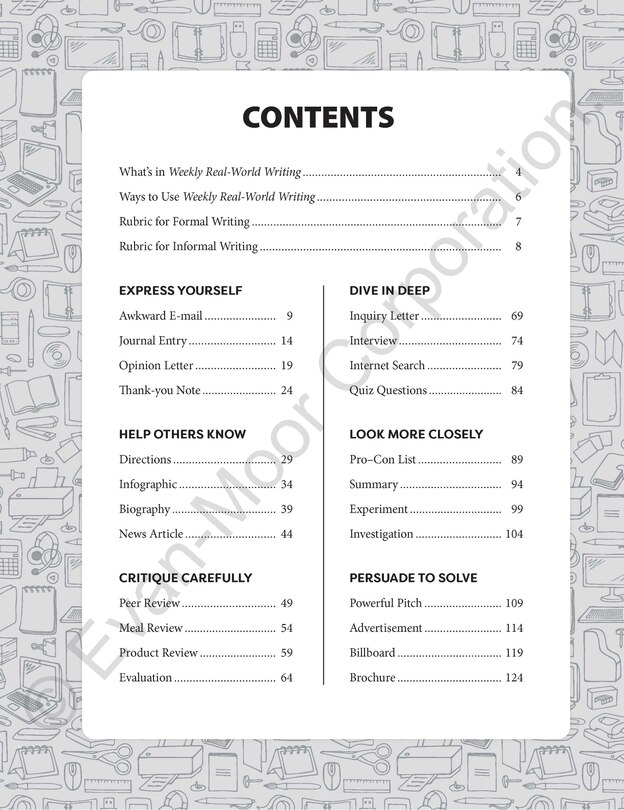 Sample content_Weekly Real-World Writing, Grade 3 - 4 Teacher Resource