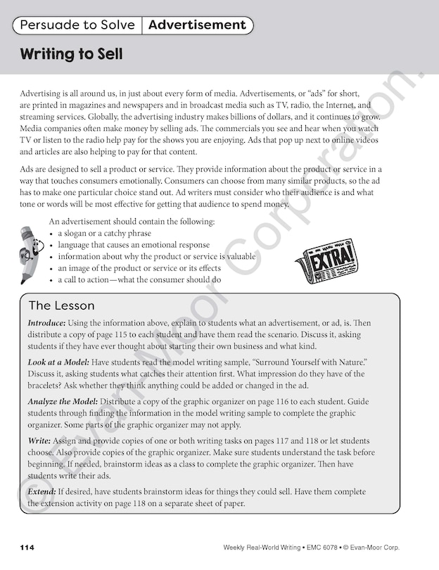 Sample content 2_Weekly Real-World Writing, Grade 3 - 4 Teacher Resource