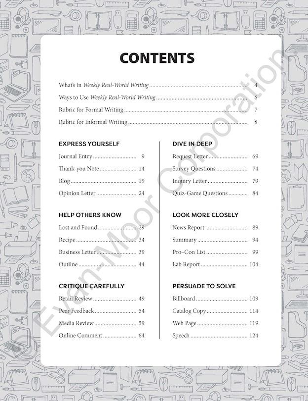 Sample content_Weekly Real-World Writing, Grade 5 - 6 Teacher Resource