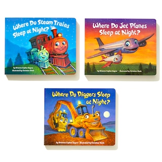 Sample content_Where Do Diggers, Trains, And Planes Sleep At Night? Board Book Boxed Set