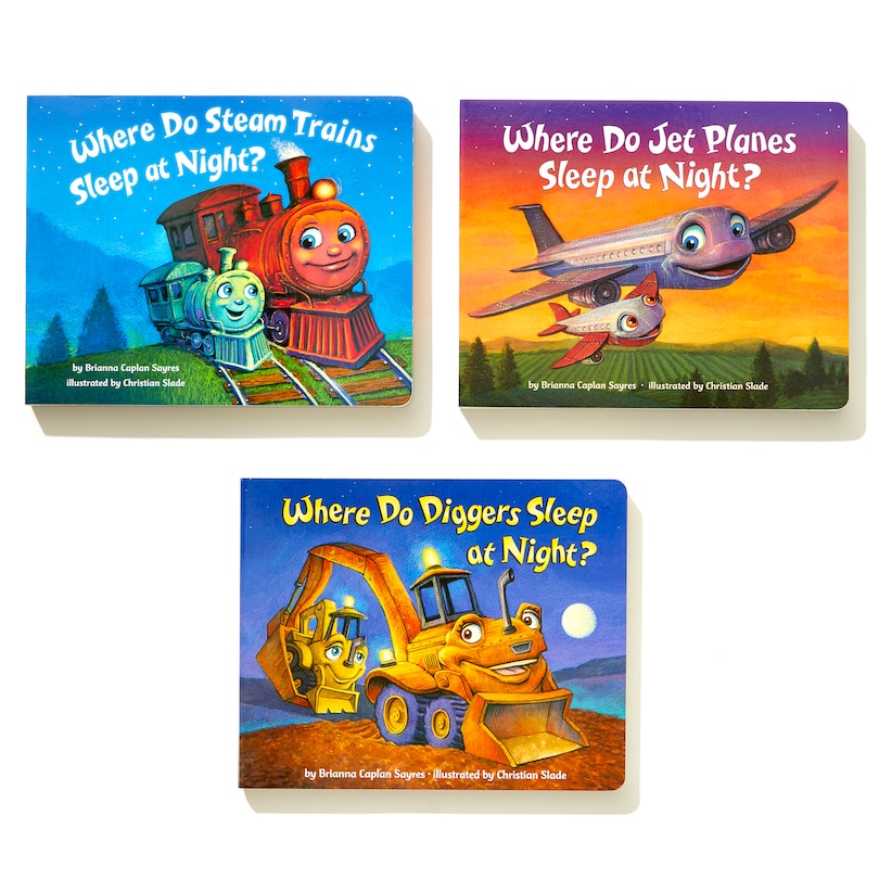 Sample content_Where Do Diggers, Trains, And Planes Sleep At Night? Board Book Boxed Set