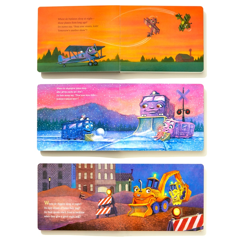 Sample content 2_Where Do Diggers, Trains, And Planes Sleep At Night? Board Book Boxed Set