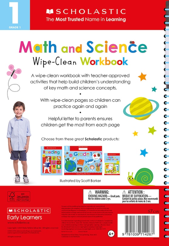 Couverture arri&egrave;re_Wipe-Clean Workbooks Wipe-Clean Workbook Grade 1 Math and Science