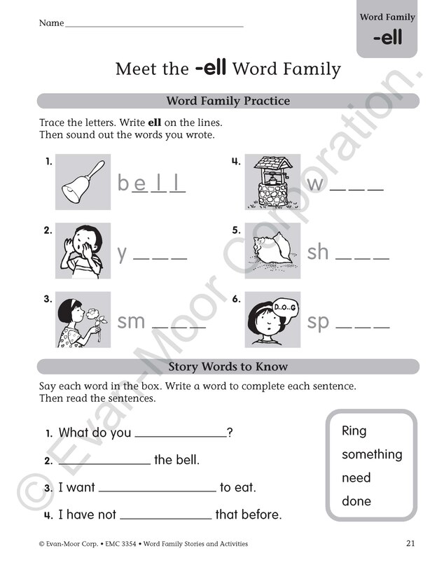 Sample content 2_Word Family Stories and Activities, Kindergarten - Grade 2 (Level B), Teacher Resource