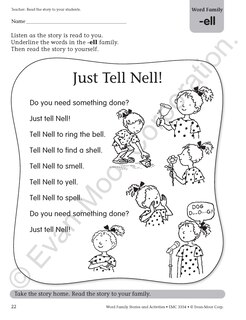 Sample content 3_Word Family Stories and Activities, Kindergarten - Grade 2 (Level B), Teacher Resource