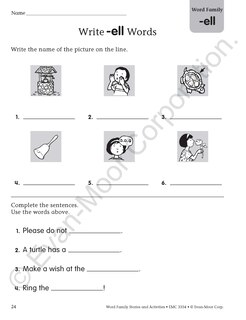Sample content 5_Word Family Stories and Activities, Kindergarten - Grade 2 (Level B), Teacher Resource