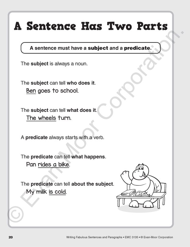 Sample content 2_Writing Fabulous Sentences and Paragraphs, Grade 1 - 3 Teacher Resource