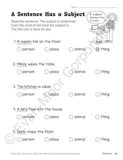 Sample content 3_Writing Fabulous Sentences and Paragraphs, Grade 1 - 3 Teacher Resource