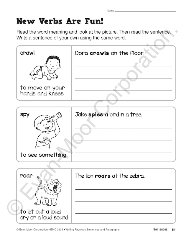 Sample content 5_Writing Fabulous Sentences and Paragraphs, Grade 1 - 3 Teacher Resource