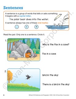 Sample content_Writing FUN Sentences and Paragraphs, Grade 1 - 3 Workbook