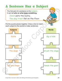 Sample content 2_Writing FUN Sentences and Paragraphs, Grade 1 - 3 Workbook