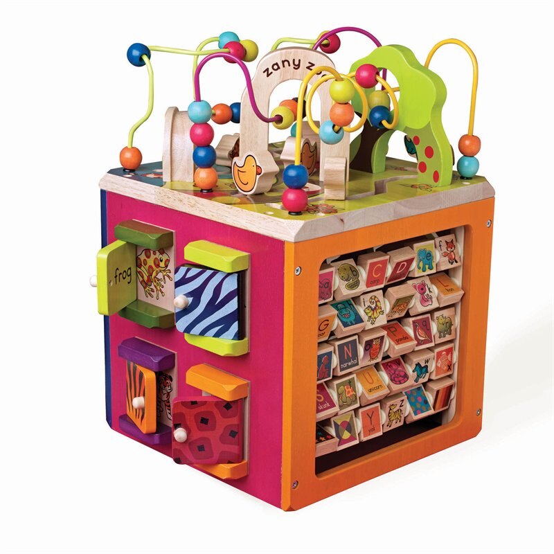 B. Toys Wooden Activity Zany Zoo Alpha Cube ('') | Indigo