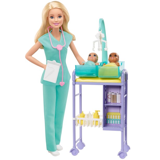 Coffret De Jeu Barbie Pediatre Avec Poupee Blonde 2 Poupees Bebes Elements De Jeu Jouets De Barbie Jouets Www Chapters Indigo Ca