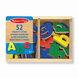 Melissa & Doug 52 aimants en bois alphabets dans une boîte - lettres majuscules et minuscules