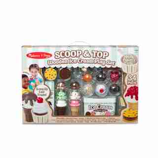 Melissa & Doug Ensemble de jeu de crème glacée en bois Scoop & Top (34 pièces)