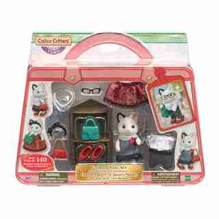 Calico Critters Fashion Playset Tuxedo Cat, Dollhouse Playset with Figure and Fashion Accessories