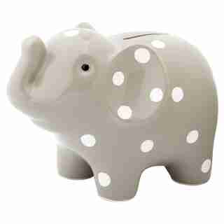 GRAY ELEPHANT POLKA DOT BANK