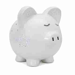 Child To Cherish Pig Night Light Coin Bank - White