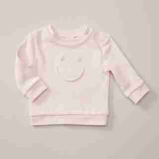 MONOCHROME CREWNECK HAPPY FACE, PINK SIZE 3-6 MONTHS