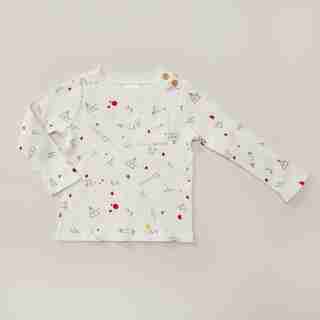 LONG SLEEVE WAFFLE SHIRT, ALL OVER PRINT 6-12 MONTHS