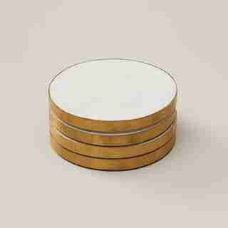SET OF 4 COASTERS, MARBLE/GOLD