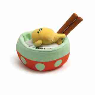 Sanrio Gudetama Lazy Egg Noodle Bowl with Chopsticks Stuffed Animal Plush, 4.5"