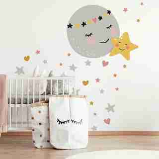 WALL DECALS, MOON AND STAR SET OF 43