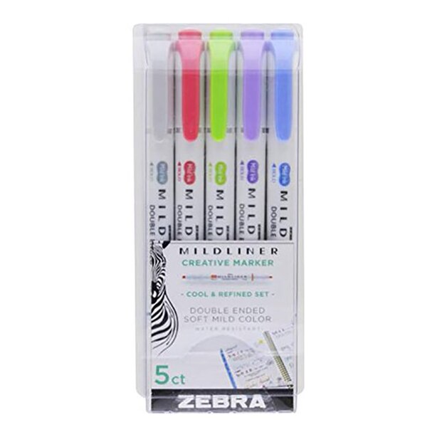 Zebra Mildliner Higlighters 5 Pack Cool