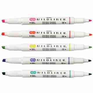 Surligneur Mildliner Ens. de 5 couleurs Doux Rafraîchissant