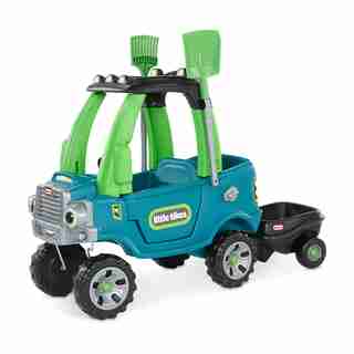 Little Tikes Go Green Cozy Truck w/ Trailer & Garden Tools for kids | Recycled Plastic