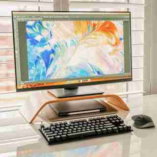 Ergonomic Birch Wood Monitor Stand