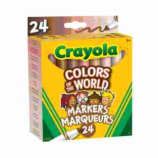 Crayola Colors of the World Skin Tone Broad Line Markers, 24 Count