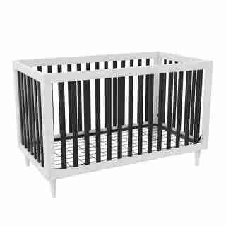 Lit de bébé 3 en 1 Flint, Rowan Valley, blanc/noir avec pieds en bois
