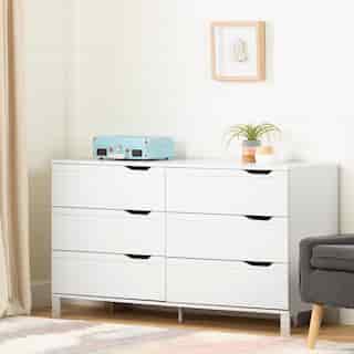 Kanagane 6-Drawer Double Dresser, Pure White