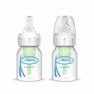 Dr. Brown's Options+ Narrow Bottle with Preemie Slowest Flow Nipple 2 OZ/60 ML 2-Pack