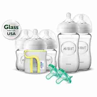 Philips Avent Natural Glass Gift Set with Bottles, Sleeves, and Pacifiers