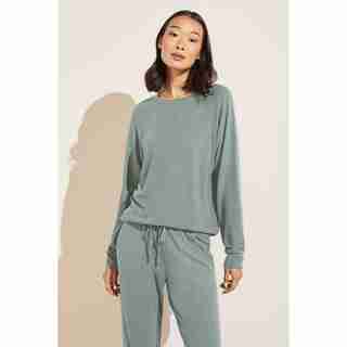 COZY TIME RINGER SWEATSHIRT, WILLOW GREEN MEDIUM